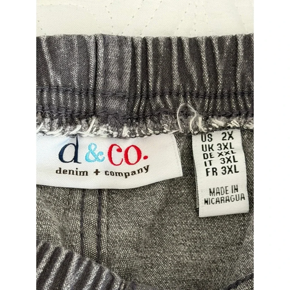 Denim & Co Womens 2X Charcoal Gray Elastic Waist Straight‎ Leg Pants A262865
